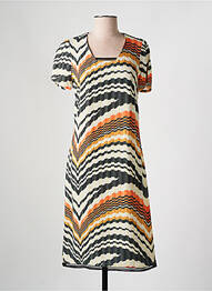 Robe mi-longue fermeture zippée au dos manches courtes orange MERI & ESCA femme