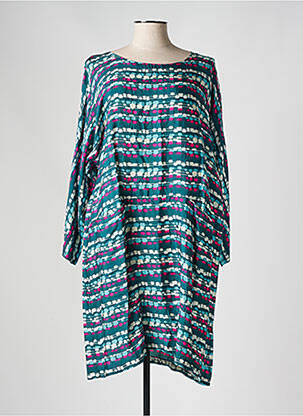 Robe mi-longue coupe fluide manches longues vert MASAI femme