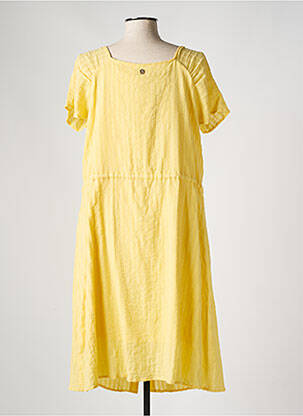 Robe mi-longue coupe fluide manches courtes jaune LOLA ESPELETA femme