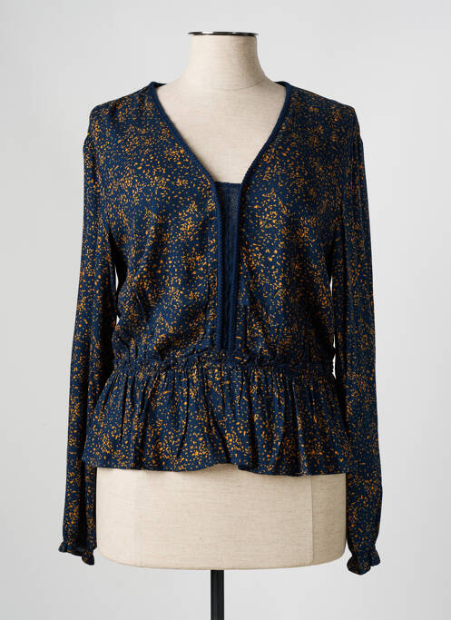 Blouse imprimé fantaisie manches longues bleu TEDDY SMITH femme