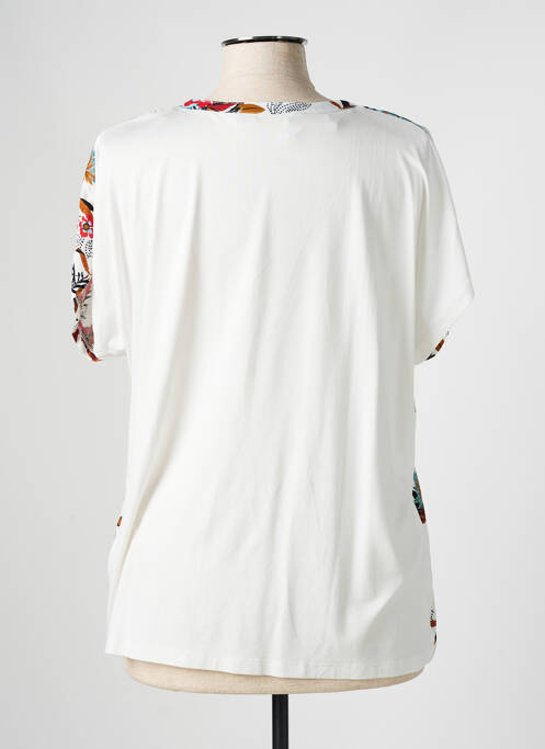T-shirt col v manches courtes blanc CHRISTINE LAURE femme