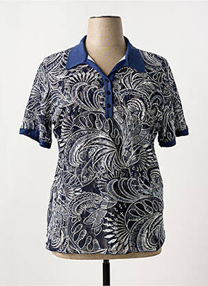 Polo broderie manches courtes bleu MONTEVERDI femme