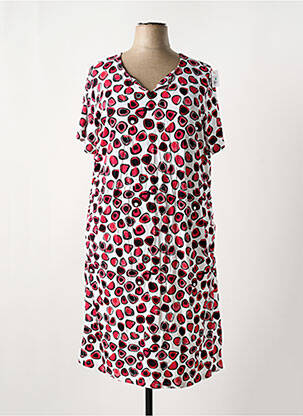 Robe mi-longue imprimé fantaisie manches courtes blanc MY WAY FER femme