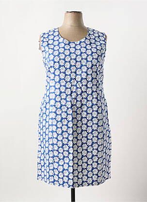Robe mi-longue imprimé fleurs sans manche bleu GEVANA femme