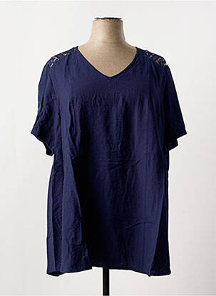 T-shirt col v manches courtes bleu CISO femme