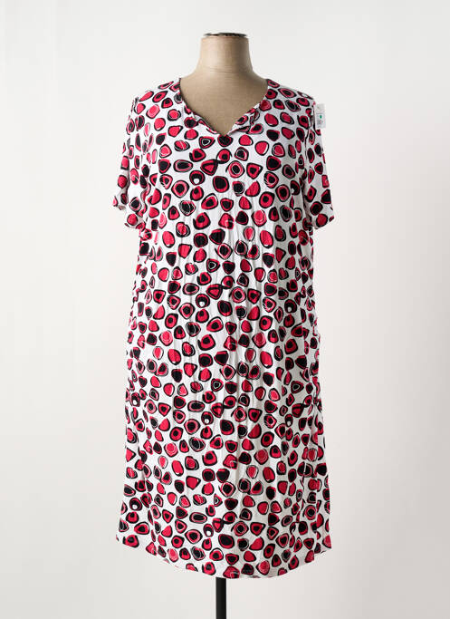 Robe mi-longue imprimé fantaisie manches courtes blanc MY WAY FER femme