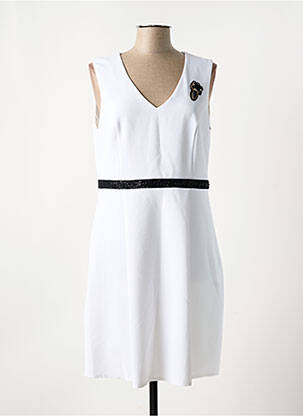 Robe mi-longue tissage crêpe sans manche blanc JULIE GUERLANDE femme