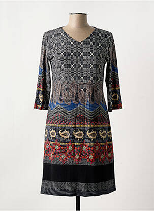 Robe courte manches 3/4 manches 3/4 gris GEVANA femme