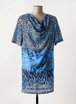 Tunique manches courtes tissage jersey bleu CAPUCCINO femme