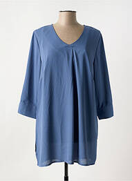 Tunique manches longues tissage crêpe bleu CISO femme