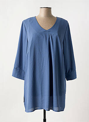 Tunique manches longues tissage crêpe bleu CISO femme