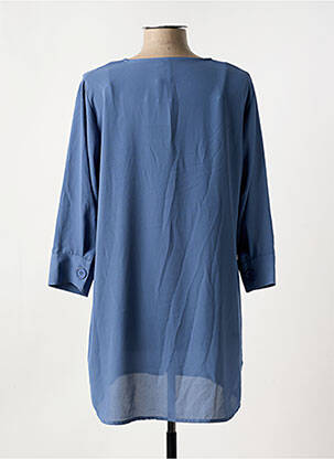 Tunique manches longues tissage crêpe bleu CISO femme