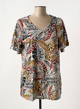 T-shirt imprimé fantaisie manches courtes marron CISO femme