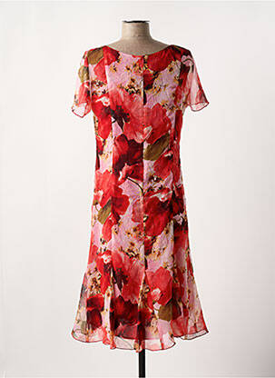 Robe mi-longue imprimé fleurs manches courtes rouge GEVANA femme