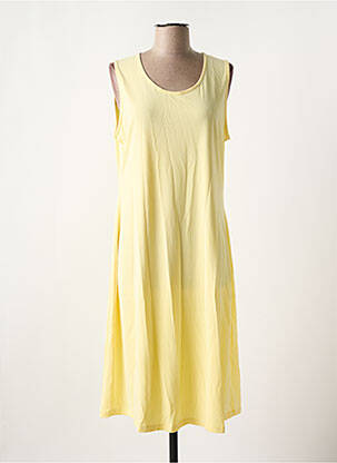 Robe mi-longue coupe évasée sans manche jaune SIGNATURE femme