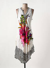Robe mi-longue imprimé fleurs sans manche rose NICE DAY femme