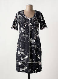 Robe mi-longue manches 3/4 manches 3/4 noir DOLCEZZA femme