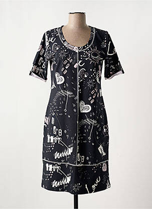 Robe mi-longue manches 3/4 manches 3/4 noir DOLCEZZA femme