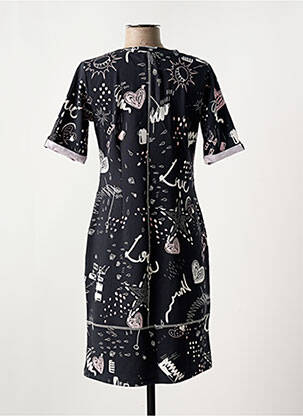 Robe mi-longue manches 3/4 manches 3/4 noir DOLCEZZA femme