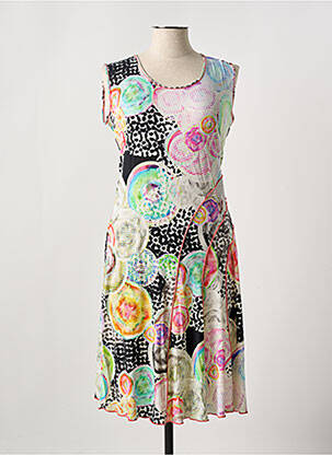 Robe mi-longue imprimé fleurs sans manche rose SAINT CHARLES femme