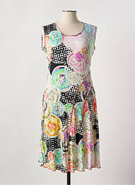 Robe mi-longue imprimé fleurs sans manche rose SAINT CHARLES femme