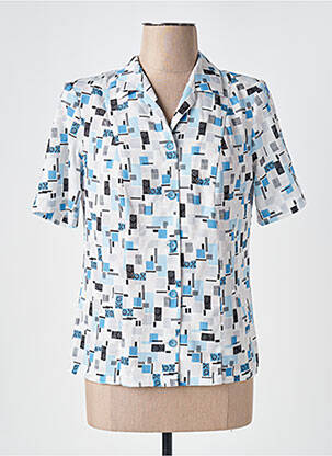 Chemisier coupe cintrée manches courtes bleu GUY DUBOUIS femme