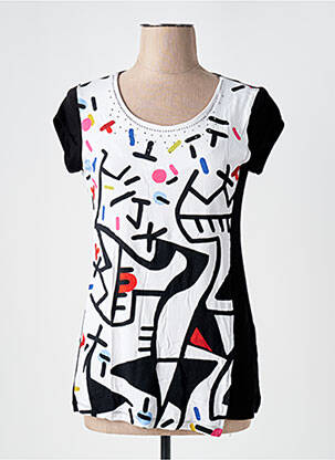 T-shirt imprimé fantaisie manches courtes noir DOLCEZZA femme