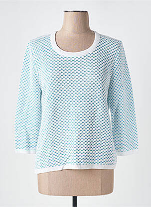 Pull coupe cintrée manches 3/4 bleu SAINT CHARLES femme