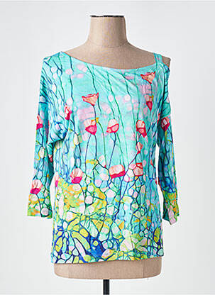 T-shirt manches 3/4 manches 3/4 bleu DOLCEZZA femme