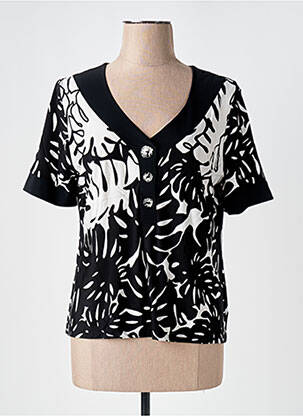Blouse tissage popeline manches courtes noir SAINT CHARLES femme