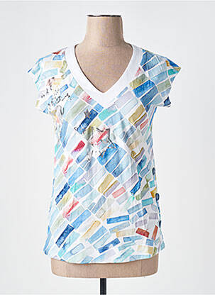 T-shirt imprimé fantaisie manches courtes bleu DOLCEZZA femme