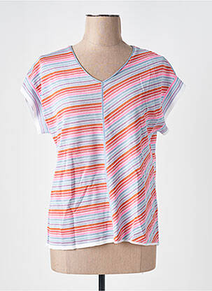 T-shirt col v manches courtes bleu SAINT CHARLES femme