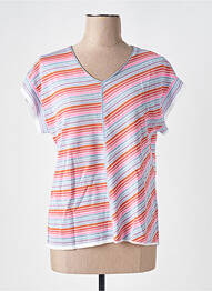 T-shirt col v manches courtes bleu SAINT CHARLES femme