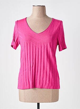 T-shirt col v manches courtes rose SAINT CHARLES femme