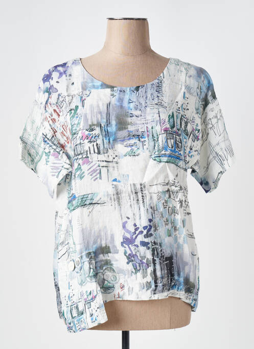 T-shirt imprimé fantaisie manches courtes bleu DOLCEZZA femme