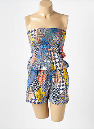 Combishort col carré sans manche bleu D&X femme