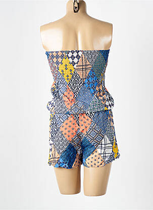 Combishort tissage popeline sans manche bleu D&X femme