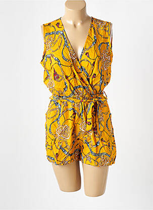 Combishort tissage popeline sans manche jaune ELENA Z femme