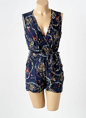 Combishort tissage popeline sans manche bleu ELENA Z femme