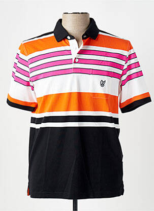 Polo imprimé rayures manches courtes noir HAJO homme