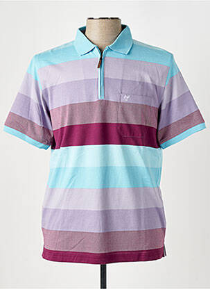 Polo imprimé rayures manches courtes bleu HAJO homme