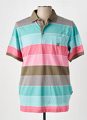 Polo imprimé rayures sans manche vert HAJO homme