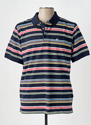 Polo imprimé rayures manches courtes bleu HAJO homme