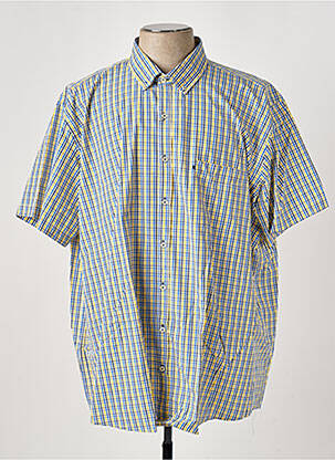Chemise manches courtes imprimé carreaux jaune LEVORATTO homme