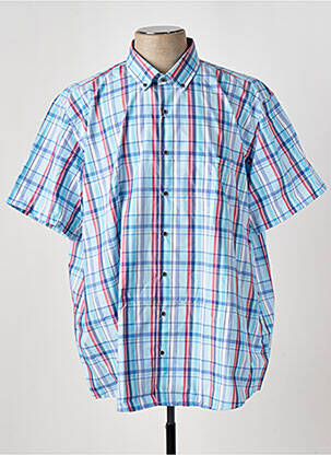 Chemise manches courtes imprimé carreaux bleu LEVORATTO homme