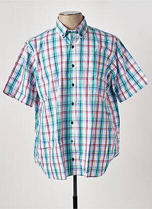 Chemise manches courtes imprimé carreaux bleu LEVORATTO homme