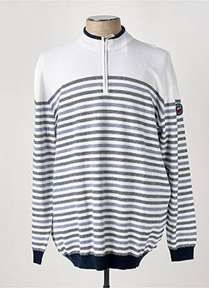 Pull maille tricot manches longues blanc HAJO homme