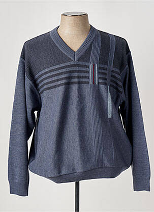 Pull col v manches longues bleu EASYLINE homme