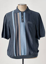 Polo imprimé rayures manches courtes bleu LOUIS VICTOR homme