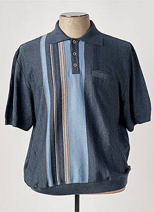 Polo imprimé rayures manches courtes bleu LOUIS VICTOR homme